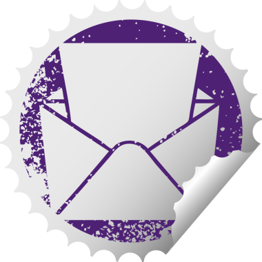 sıkıntılı dairesel soyma etiketi garip bir sembol ve bir insan tarafından çizilmiş bir zarf.