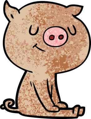 Bir insan tarafından çizilmiş mutlu çizgi film domuzu.