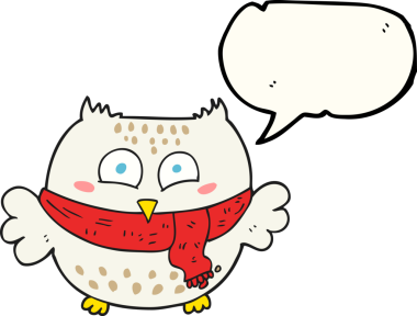 Bir insan tarafından çizilmiş serbest konuşma balonu karikatürü baykuşu