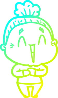 Bir insan tarafından çizilmiş, mutlu, yaşlı bir kadının çizdiği soğuk çizgi.