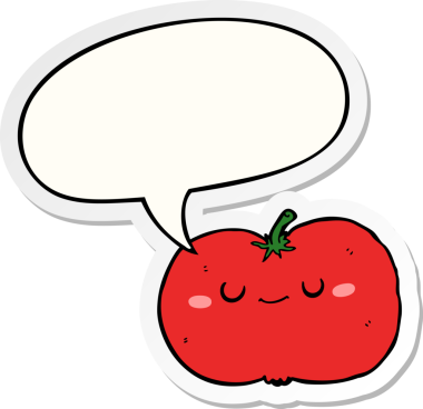 bir insan tarafından çizilmiş konuşma balonu çıkartmalı çizgi film elması.