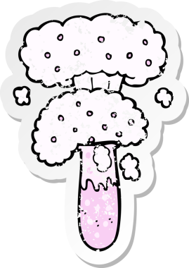 Bir insan tarafından çizilen karikatür bilim deneyinin gerilimli retro yapıştırması