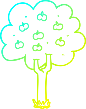 Bir insan tarafından çizilen elma ağacının soğuk gradyan çizgisi.