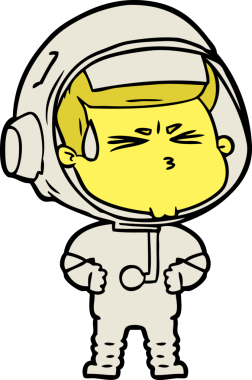 Çizgi film bir insan tarafından çizilmiş astronot.