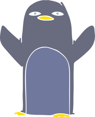 Bir insan tarafından çizilmiş düz renk çizgi film pengueni