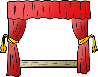 Çizgi film perdeleri bir insan tarafından çizilmiş sahneye açılıyor.