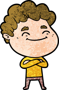 Bir insan tarafından çizilmiş çizgi film dostu bir adam.