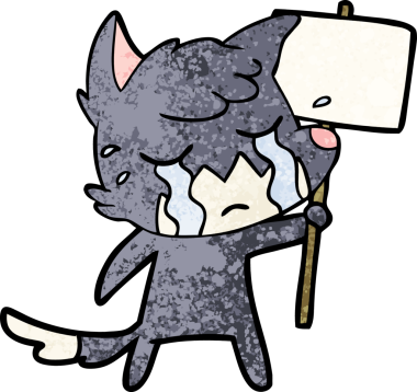 Ağlayan tilki çizgi filmi ve bir insan tarafından çizilmiş afiş.