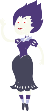 Bir insan tarafından çizilmiş vampir kızın düz renk çizimi