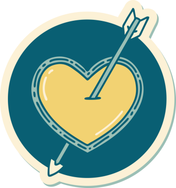 Bir insan tarafından çizilmiş ok ve kalp şeklinde dövme çıkartması.