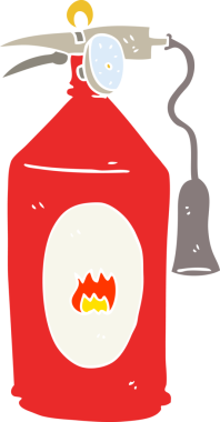 Bir insan tarafından çizilmiş yangın söndürücünün düz renk çizimi