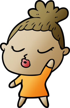 Bir insan tarafından çizilmiş sakin bir kadın çizgi filmi.