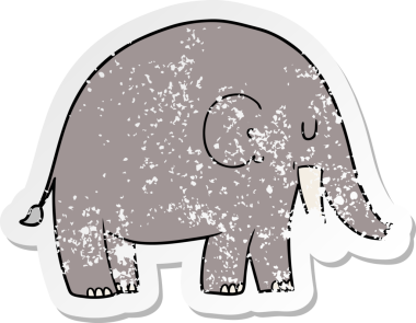 Bir insan tarafından çizilmiş karikatür filinin sıkıntılı çıkartması.