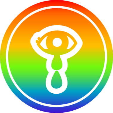 Ağlayan göz yuvarlak simgesi gökkuşağı gradyan bir insan tarafından çizilmiş.