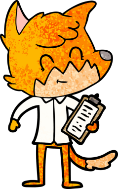 Bir insan tarafından çizilmiş çizgi film arkadaş canlısı tilki yöneticisi.