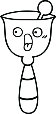 Bir insan tarafından çizilmiş okul çanının çizgi çizimi.