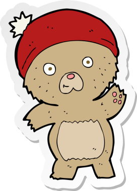 Bir insan tarafından çizilmiş şirin bir oyuncak ayının çıkartması.