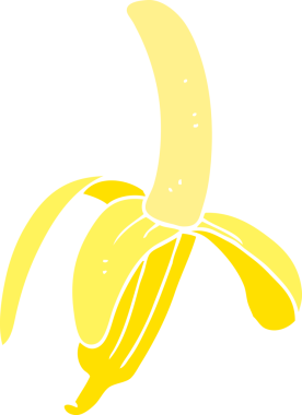 Bir insan tarafından çizilmiş muzun düz renk çizimi