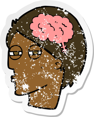 İnsan tarafından dikkatlice çizilmiş bir çizgi film karakterinin gerilimli retro yapıştırması.