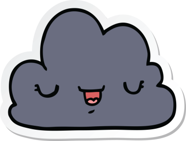 Bir insan tarafından çizilmiş şirin bir karikatür bulutunun çıkartması.