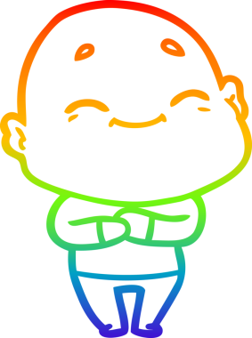 Gökkuşağı gradyan çizgi çizimi Bir insan tarafından çizilmiş mutlu kel adam