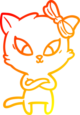 Bir insan tarafından çizilmiş çizgi film kedisinin sıcak çizgi çizimi