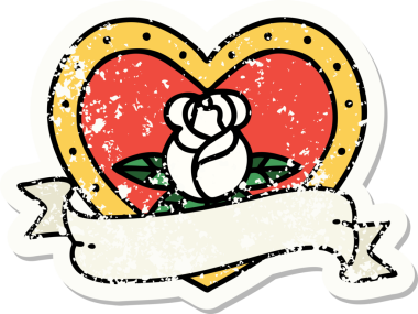 Bir insan tarafından çizilmiş, geleneksel bir kalp dövmesi, gül ve bayrak şeklinde.