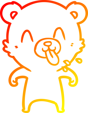 Bir insanın çizdiği dilden çıkan kaba bir kutup ayısının sıcak çizgi çizimi.