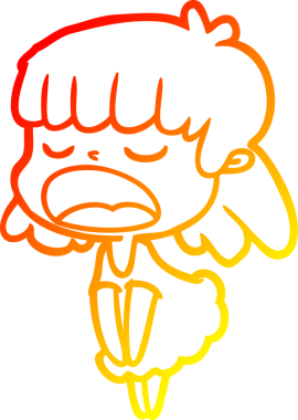 Bir insan tarafından yüksek sesle çizilmiş bir çizgi film kadını çizimi.