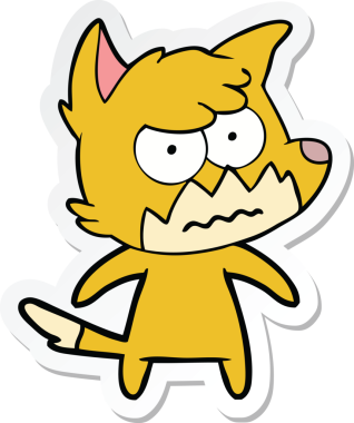 Bir insan tarafından çizilmiş, kızgın tilki çıkartması.