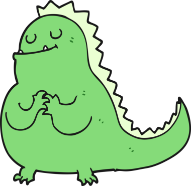 Bir insan tarafından çizilmiş karikatür dinozor.