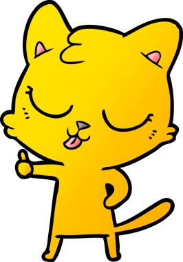 Bir insan tarafından çizilmiş mutlu çizgi film kedisi.