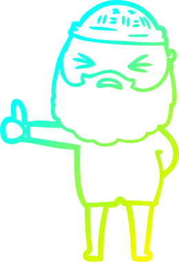 Bir insan tarafından çizilmiş sakallı bir çizgi film karakteri.