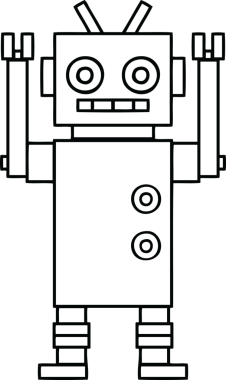 Bir insan tarafından çizilmiş dans eden bir robot çizimi