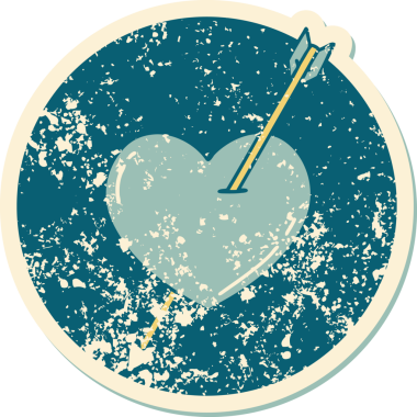 Bir insan tarafından çizilmiş ok ve kalbin sembolik depresif dövme görüntüsü