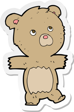 Bir insan tarafından çizilmiş şirin bir oyuncak ayının çıkartması.