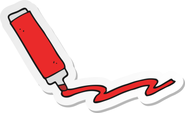 Bir insan tarafından çizilmiş bir karikatür kaleminin etiketi.