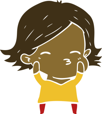 Bir insan tarafından çizilmiş düz renkli karikatür kadın