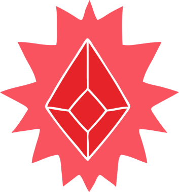 Bir insan tarafından çizilmiş kırmızı parlak bir mücevher karalaması.