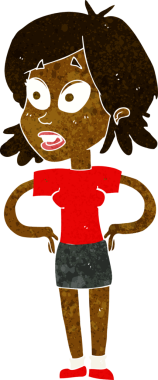 Bir insan tarafından çizilmiş kalçaları olan çizgi film kadını.