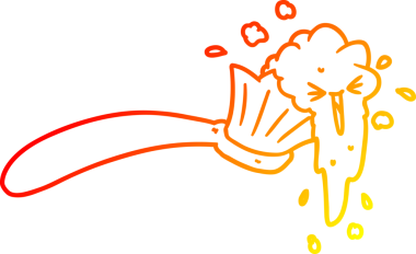 Bir insan tarafından çizilmiş bir diş fırçası ve diş macununun sıcak çizgi çizimi