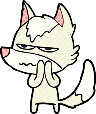 Bir insan tarafından çizilmiş rahatsız kurt çizgi filmi.