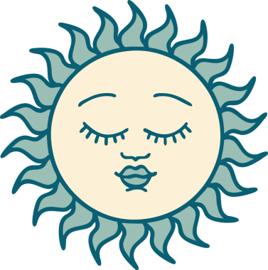 Bir insan tarafından çizilmiş bir güneşin ikonik dövme şekli