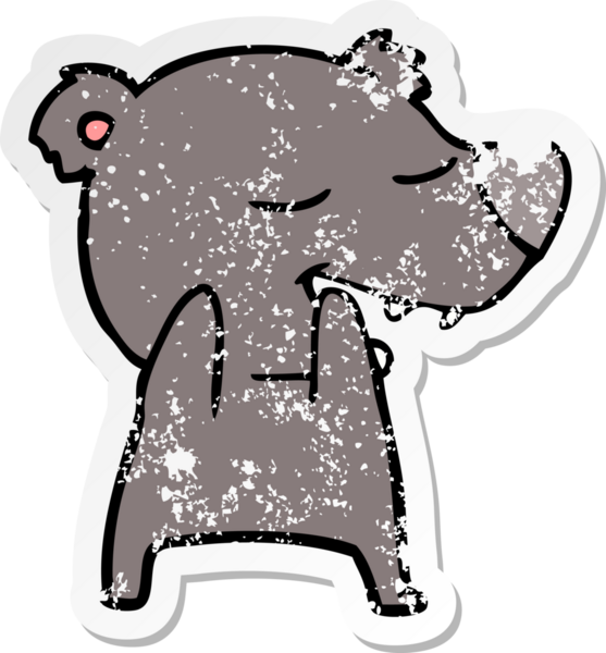 Bir insan tarafından çizilmiş karikatür ayısının sıkıntılı çıkartması.