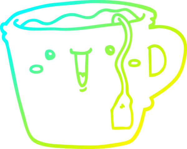 Bir insan tarafından çizilmiş bir kahve fincanının soğuk gradyan çizimi