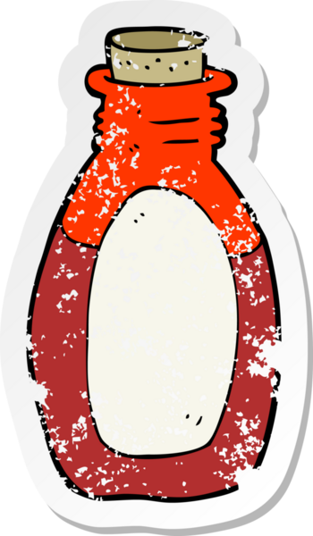 Bir insan tarafından çizilmiş bir karikatür iksirinin gerilimli yapıştırması.