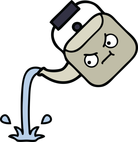 Bir insan tarafından çizilmiş tatlı bir çaydanlık karikatürü