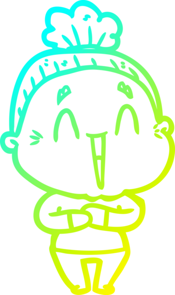 Bir insan tarafından çizilmiş, mutlu, yaşlı bir kadının çizdiği soğuk çizgi.