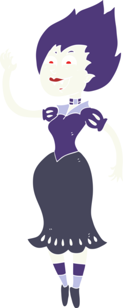 Bir insan tarafından çizilmiş vampir kızın düz renk çizimi