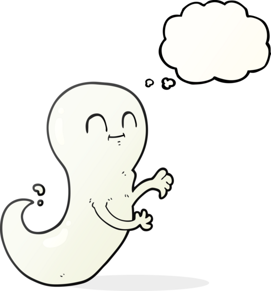 Bir insan tarafından çizilmiş serbest çizim baloncuk çizgi film hayaleti.